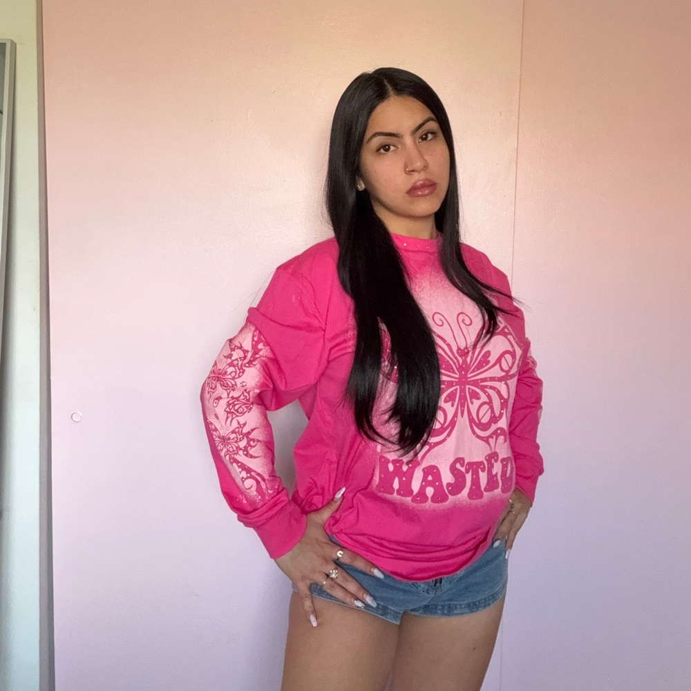 Pink Graphic Long Sleeve Top